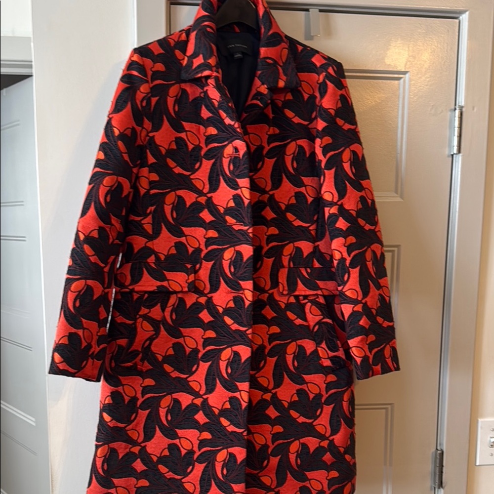 Ann Taylor Orange & Black Women Stylish Knee Length